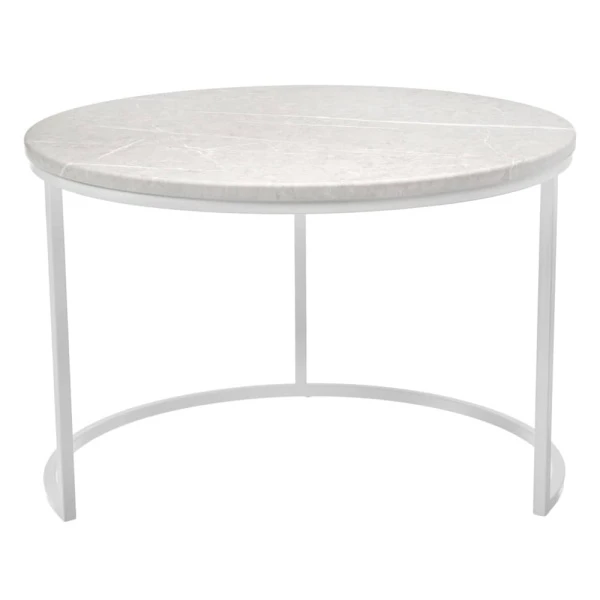 Купить Набор кофейных столиков Tango бежевый мрамор с белыми ножками, 2шт по низкой цене
