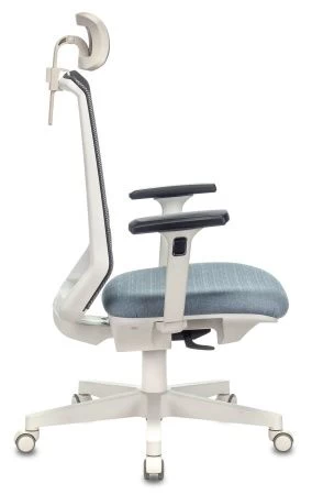 Кресла руководителя - Кресло руководителя Бюрократ EXPERT серый сиденье голубой 38-405 сетка/ткань с подголов. крестовина пластик пластик белый