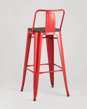 Купить Стул барный TOLIX WOOD со спинкой красный глянцевый по выгодной цене для кафе, ресторанов и кухни