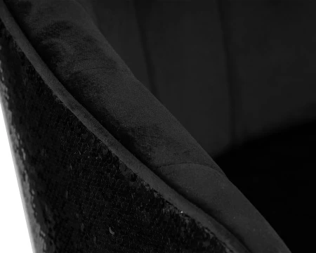 Купить Стул барный DOBRIN DARCY BLACK SHINY, черный велюр с черно-золотыми пайетками по выгодной цене для кафе, ресторанов и кухни