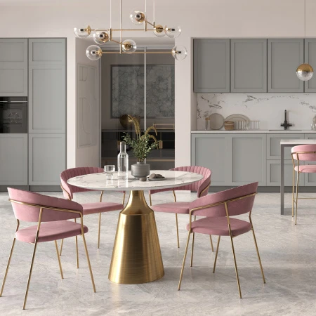 Купить Комплект из 4-х стульев Turin пудровый с золотыми ножками в интернет-магазине КупиКресла.ру