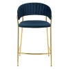 Купить Стул полубарный Turin синий с золотыми ножками по выгодной цене для кафе, ресторанов и кухни