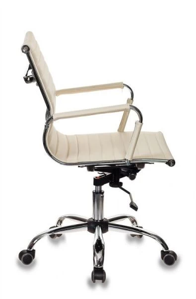 Кресло руководителя Бюрократ CH-883-LOW слоновая кость эко.кожа низк.спин. крестовина металл хром