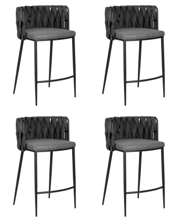 Набор 4 шт Стул полубарный DOBRIN AMELIA COUNTER, серая ткань (F-48), темно-серый винтажный PU (MF-12)