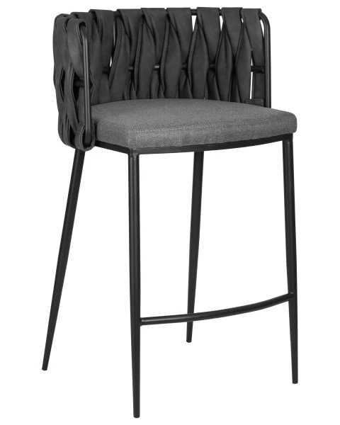 Купить Набор 4 шт Стул полубарный DOBRIN AMELIA COUNTER, серая ткань (F-48), темно-серый винтажный PU (MF-12) по низкой цене