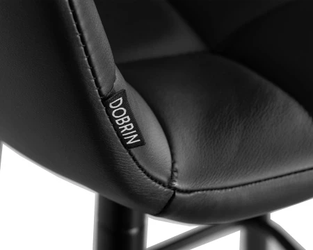 Купить Стул барный DOBRIN NICOLE, черные матовые ножки, черная экокожа (P-01) по выгодной цене для кафе, ресторанов и кухни