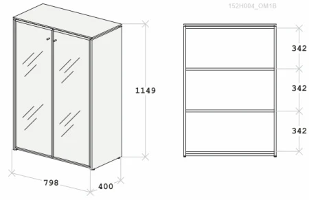 Купить Шкаф для документов со стеклом средний Апекс 798х400х1149 Орех Монтана/Черный по низкой цене