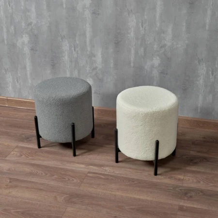 Купить Стул-пуф Otis белый, искусственный мех по низкой цене