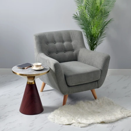 Купить Кофейный столик Vision диам.40см x 54см, металл под дерево, керамика по низкой цене