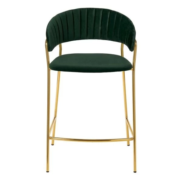 Стул полубарный Turin зеленый с золотыми ножками для кафе, ресторанов и кухни