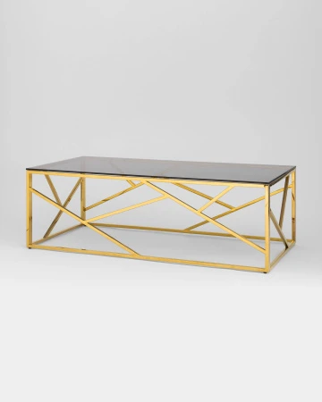 Купить Журнальный стол 120*60 АРТ ДЕКО стекло smoke сталь золото по низкой цене