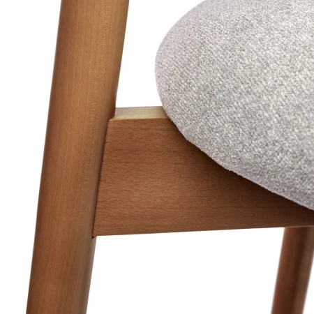 Купить Стул полубарный Lucas 3 серый букле ножки цвета орех по выгодной цене для кафе, ресторанов и кухни