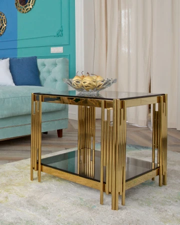 Купить Журнальный столик 55*55 ГЭТСБИ золото стекло smoke по низкой цене