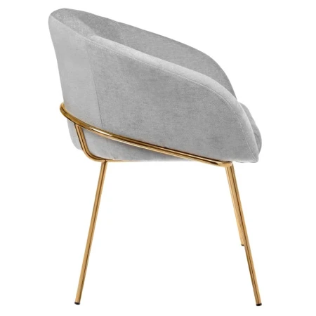 Купить Стул-полукресло Martin серый шенилл, золотые ножки по низкой цене