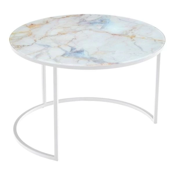 Купить Набор кофейных столиков Tango бежевый мрамор с белыми ножками, 2шт по низкой цене