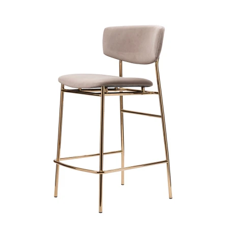 Купить Стул полубарный Elle латте с золотыми ножками по выгодной цене для кафе, ресторанов и кухни