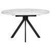 Купить Стол Rudolf круглый раскладной 100-130x100x75см, белый мрамор, чёрный по низкой цене