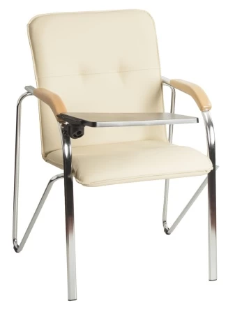 Офисный стул Самба хром со столиком (Samba T Plast) Nowystyl (Искусственная кожа V 18 кремовый)