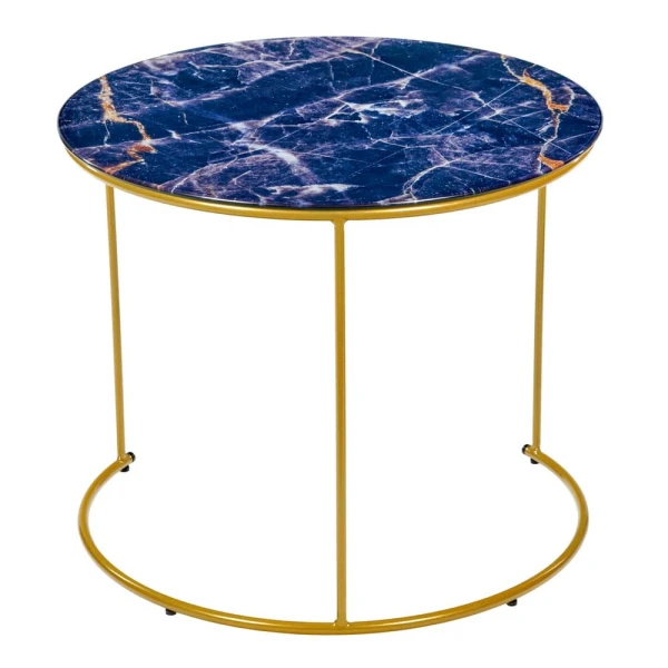 Купить Набор кофейных столиков Tango темно-синий с ножками матовое золото, 2шт по низкой цене