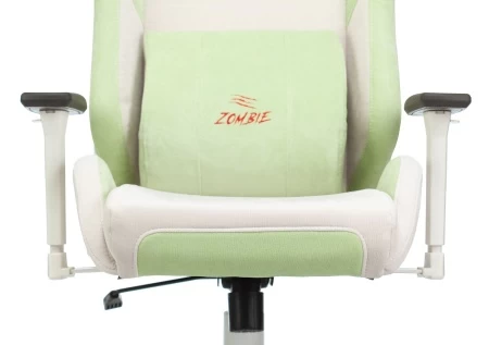 Кресло игровое Zombie EPIC PRO Fabric белый/зеленый с подголов. крестов. пластик пластик белый