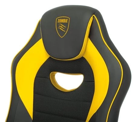 Кресла для геймеров - Кресло игровое Zombie GAME 16 черный/желтый текстиль/эко.кожа крестов. пластик
