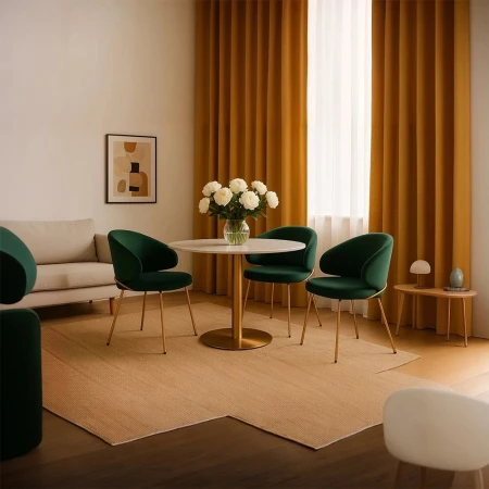 Купить Стул-полукресло Emil зеленый с золотыми ножками по низкой цене