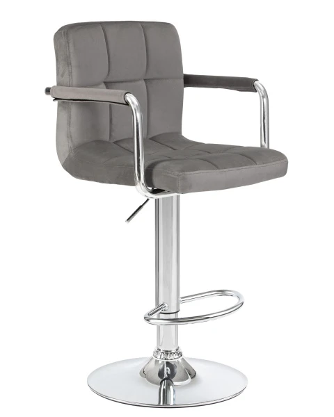 Стул барный DOBRIN KRUGER ARM, серый велюр (MJ9-75) для кафе, ресторанов и кухни