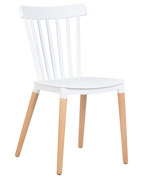 Купить Стул обеденный DOBRIN THEO, ножки светлый бук, цвет белый (W-02) по низкой цене