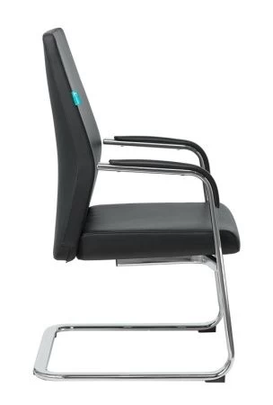 Конференц кресла - Кресло Бюрократ _JONS-LOW-V черный кожа низк.спин. полозья металл хром