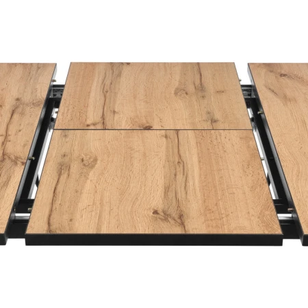 Купить Стол Dublin раскладной 120-160х80х75 Дуб Вотан, чёрные ножки по низкой цене