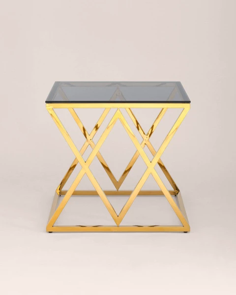 Купить Журнальный стол 55*55 ИНСИГНИЯ золото стекло smoke по низкой цене