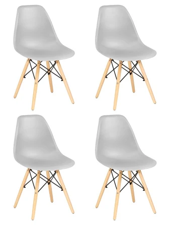 Набор 4 шт Стул обеденный DOBRIN DSW, ножки светлый бук, цвет светло-серый (GR-01)