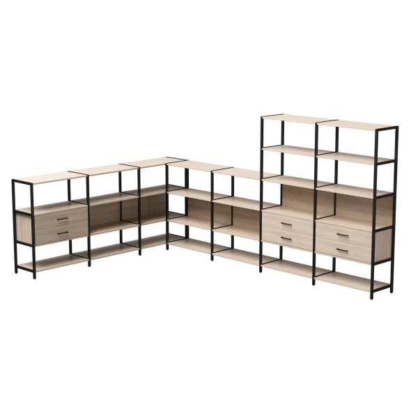 Купить Набор стеллажных систем №19 Everprof EVO (ЭВО) 2440x3630x1840 Дуб Соната/Черный по низкой цене
