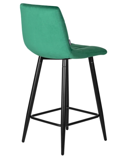 Стул полубарный DOBRIN OLIVIA, черные матовые ножки, зелёный велюр (108-64) для кафе, ресторанов и кухни