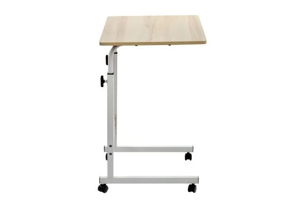 Купить Стол многофункциональный на колесах, 60x40 см, «РОЛЛ», 2 ножки, регул.высота, мдф, металл, св. дерево, белый по низкой цене