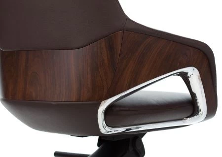 Кресла руководителя - Кресло руководителя Бюрократ _DAO-2 коричневый кожа с подголов. крестовина алюминий