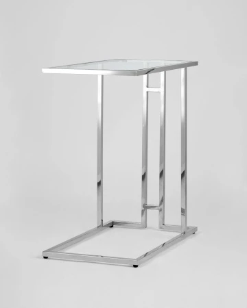 Купить Журнальный столик 50*32 БОСТОН прозрачное стекло сталь серебро по низкой цене