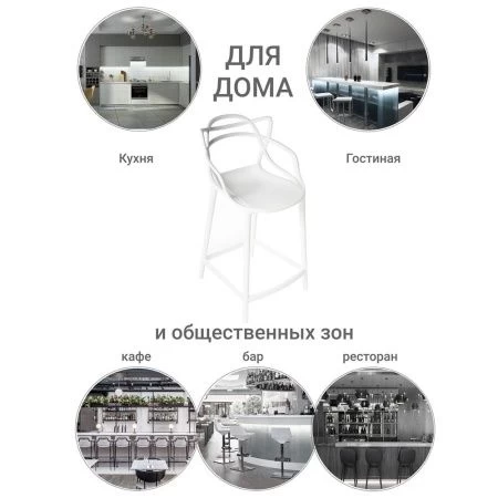 Купить Стул полубарный Masters белый по выгодной цене для кафе, ресторанов и кухни