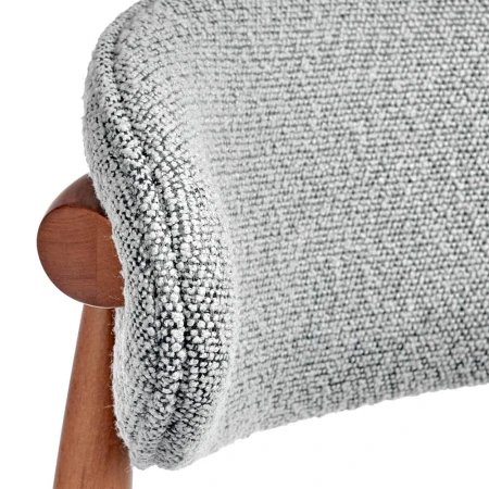 Купить Стул полубарный Lucas светло-серый букле, ножки цвета орех по выгодной цене для кафе, ресторанов и кухни