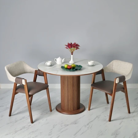 Купить Стул KELLI бежевый букле, экокожа коричневая, орех по низкой цене