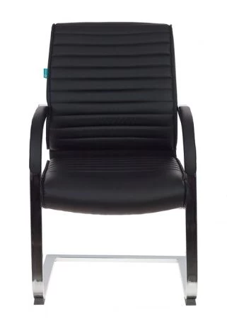 Конференц кресла - Кресло Бюрократ T-8010-LOW-V/BLACK на полозьях черный искусственная кожа (Искусственная кожа Слоновая кость)