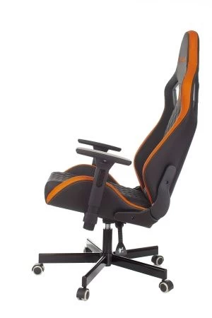 Кресло игровое Knight Outrider черный/оранжевый ромбик эко.кожа с подголов. крестов. металл