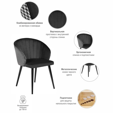 Купить Стул Paola чёрный с жаккардом в интернет-магазине КупиКресла.ру