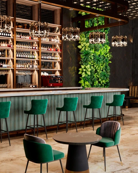 Стул барный Ститч велюр изумрудный для кафе, ресторанов и кухни