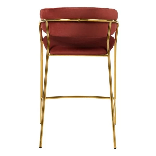 Стул полубарный Turin терракотовый с золотыми ножками для кафе, ресторанов и кухни