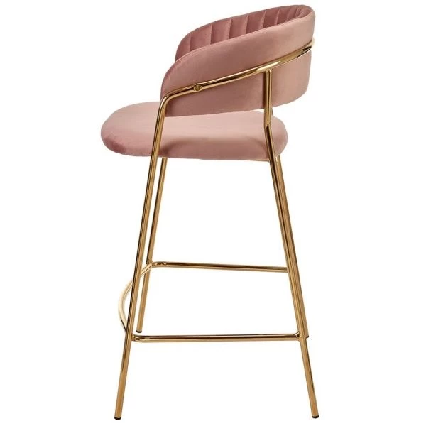 Стул полубарный Turin пудровый с золотыми ножками для кафе, ресторанов и кухни