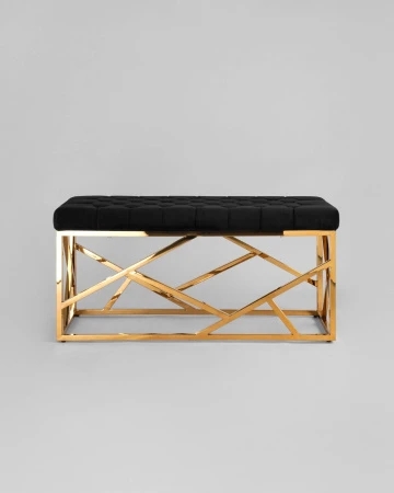 Купить Банкетка-скамейка АРТ ДЕКО велюр черный сталь золото в интернет-магазине КупиКресла.ру