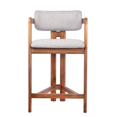 Купить Стул полубарный Rich рогожка бежево-голубая с ножками цвета орех по выгодной цене для кафе, ресторанов и кухни