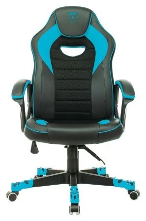 Кресла для геймеров - Кресло игровое Zombie GAME 16 черный/голубой текстиль/эко.кожа крестов. пластик