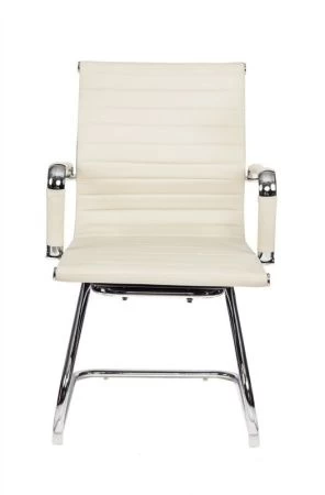 Конференц кресла - Кресло Бюрократ CH-883-LOW-V слоновая кость эко.кожа низк.спин. полозья металл хром